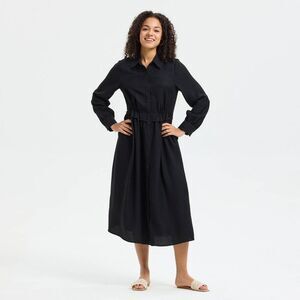 Universal Thread - Women's Long Sleeve Button-Down Midi Shirtdress -  Black